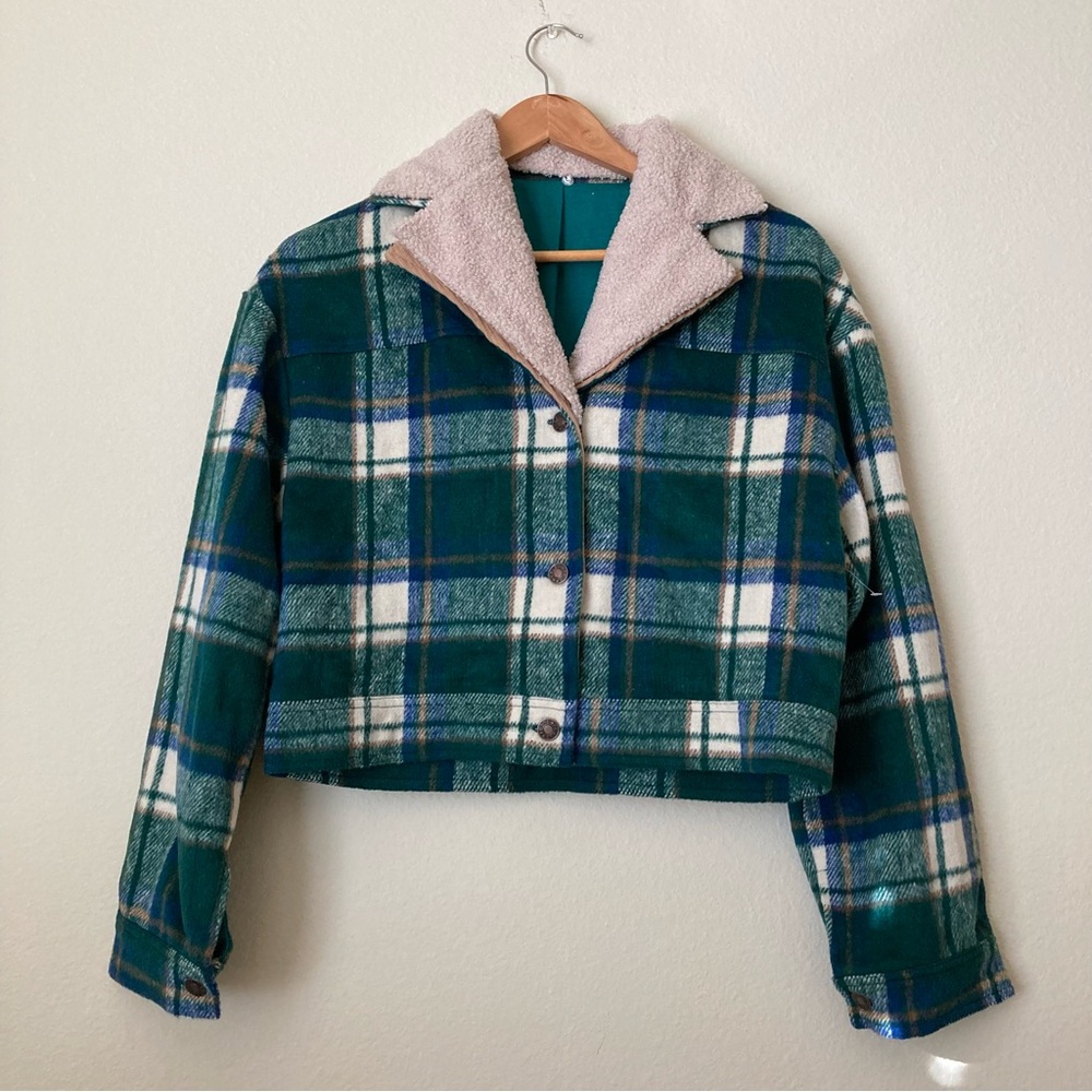 Self Esteem Plaid Button UP Drop Shoulder Cropped Jacket | New Without Tags
